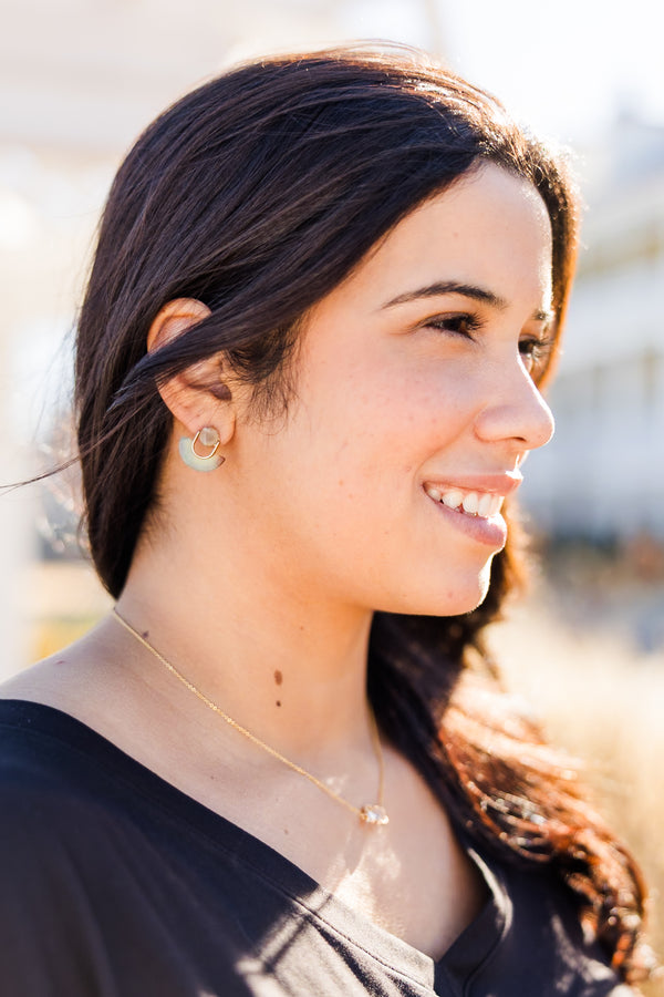 Chic Soul plus size clothing, turquoise stud earring with gold tone accent