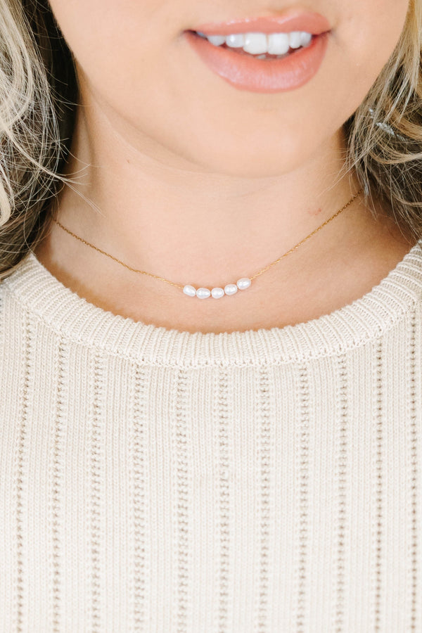 Pearl Promise Necklace, Gold