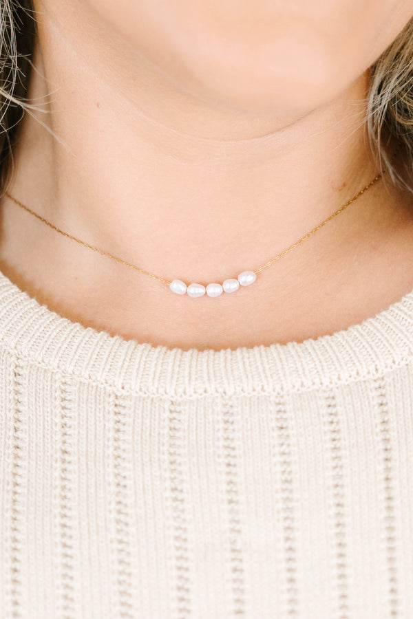 Pearl Promise Necklace, Gold