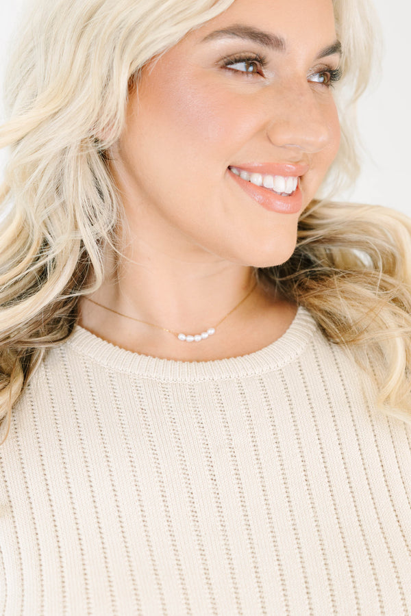 Pearl Promise Necklace, Gold