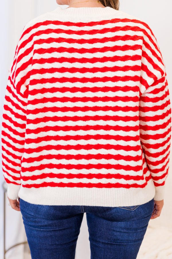 Peppermint Twist Sweater, Red-White