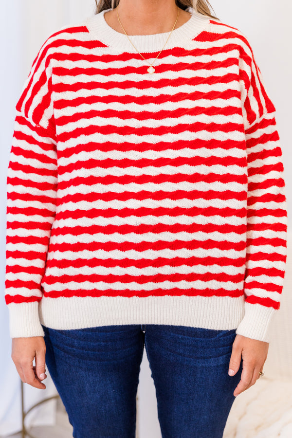 Peppermint Twist Sweater, Red-White