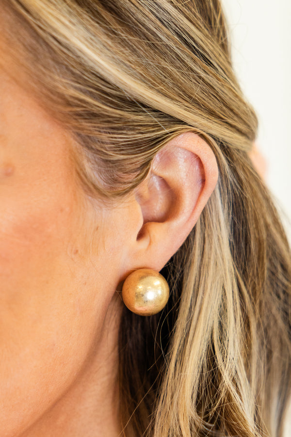 Chic Soul plus size clothing, gold medium size ball shaped studded earrings