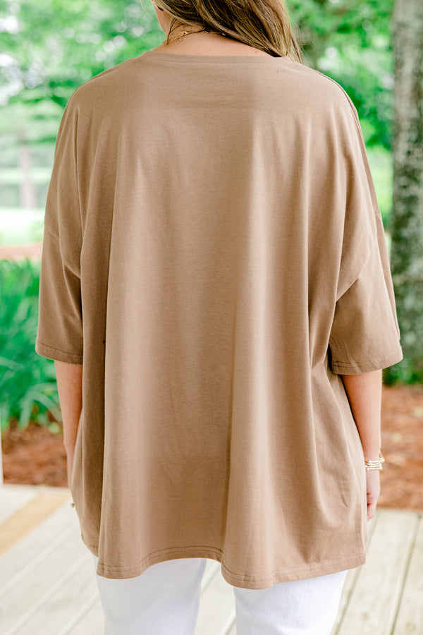 Chic Soul plus size clothing light brown short sleeve graphic tee, with three geese on the center of the shirt with bow accents above them 