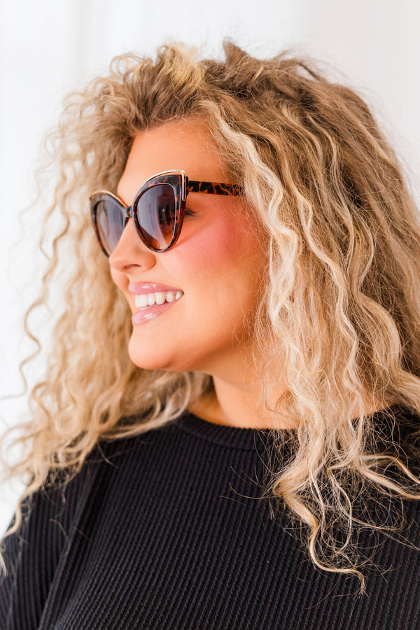 Chic Soul plus size clothing, black leopard sunglasses with gold detailing with pointed edges