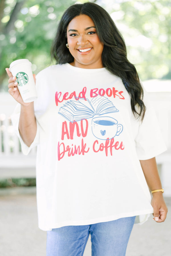 Chic Soul plus size clothing, white short sleeve boyfriend tee with 