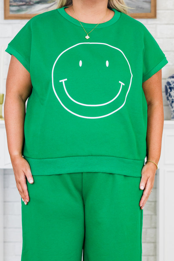 Chic Soul plus size clothing, elastic-waistband kelly green wide leg sweatpants with hidden pockets