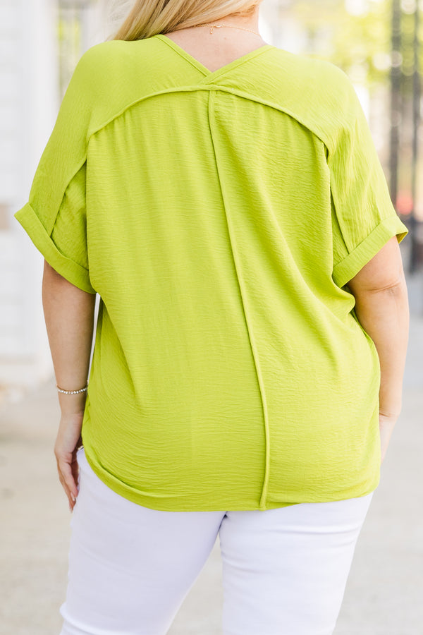 Chic Soul plus size clothing, chartreuse short sleeve top