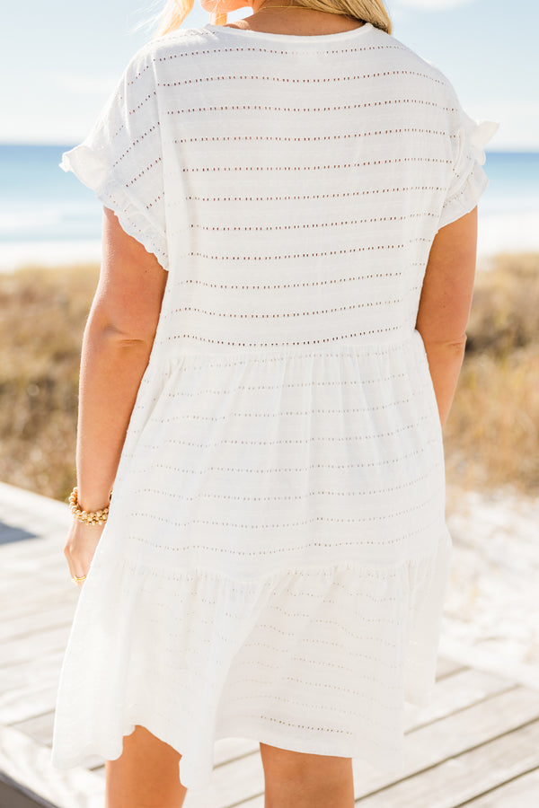 Chic Soul Plus size clothing, White babydoll dress with flutter sleeve 