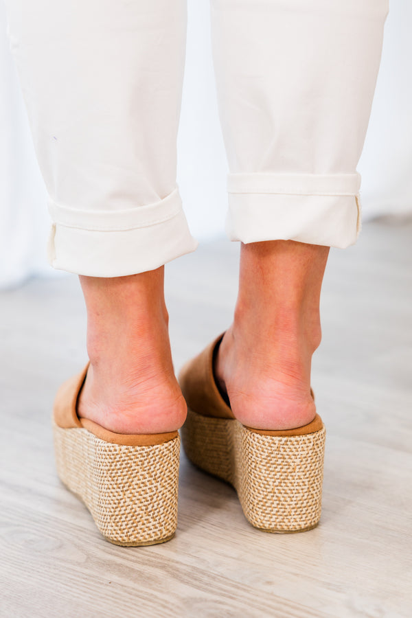 Chic Soul plus size clothing, camel wedges with woven texture on wedge