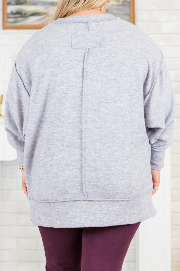 Say Hello Sweater, Heather Grey