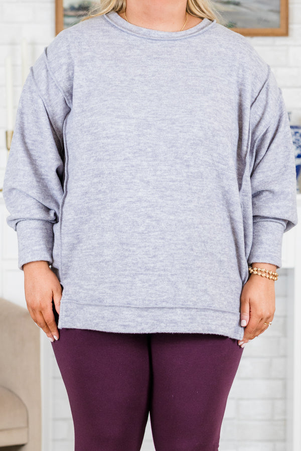 Say Hello Sweater, Heather Grey