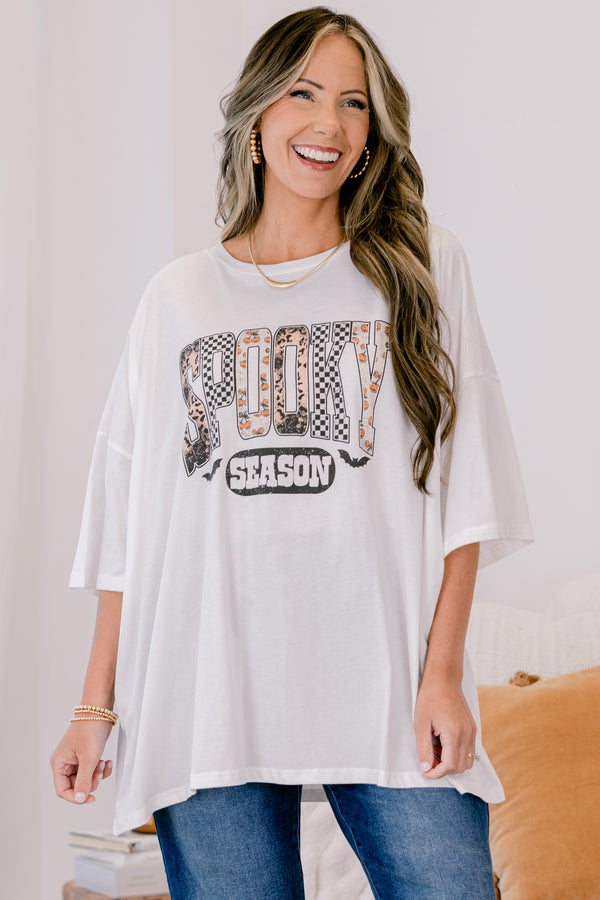Chic Soul plus size clothing, white boyfriend tee with 