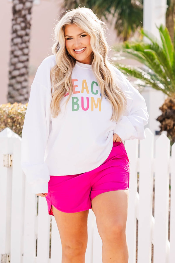 Chic Soul plus size clothing, magenta athletic shorts with stretchy waistband and sipper pocket