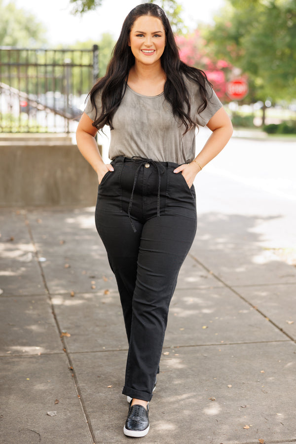 Chic Soul plus size clothing, charcoal acid wash short sleeves top