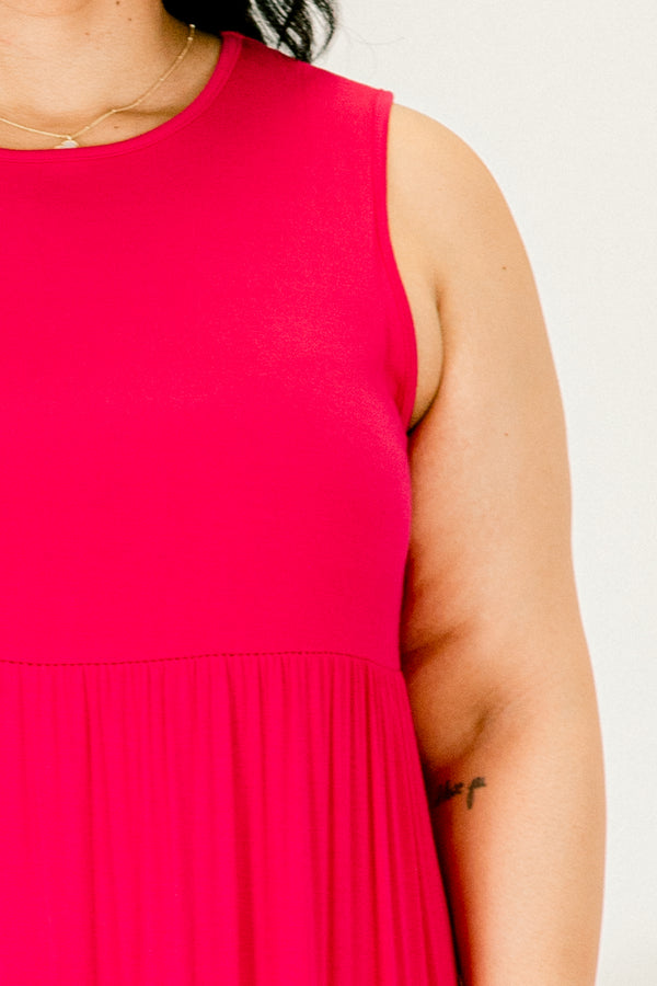 Chic Soul plus size clothing, fuchsia sleeveless babydoll dress