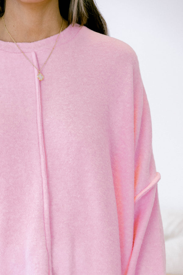 Chic Soul Plus size clothing, pink long sleeve sweater 