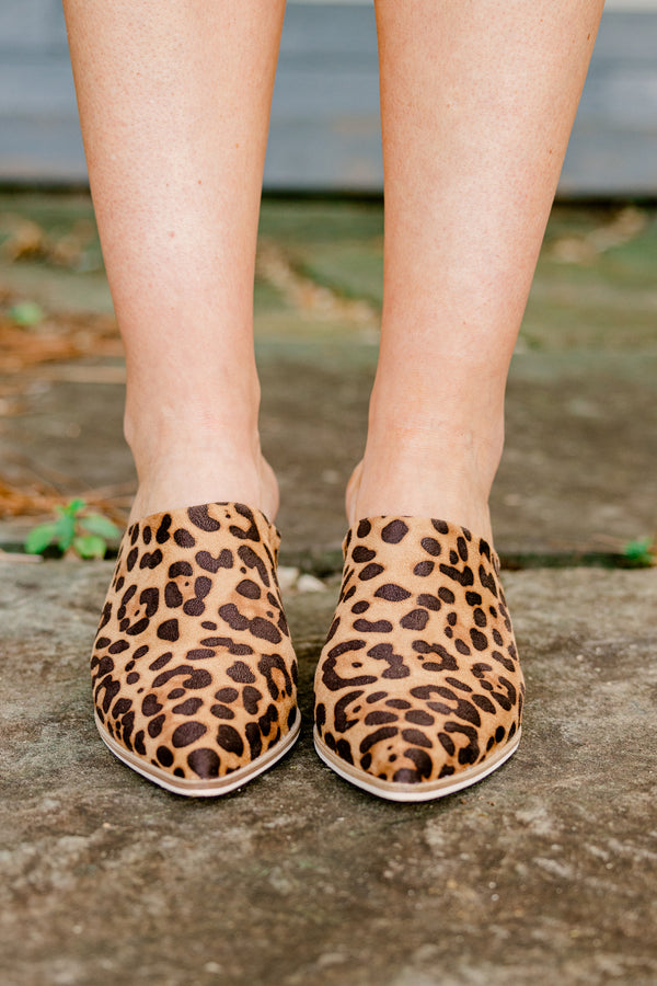 Chic Soul plus size clothing cheetah print mules with a neutral heel on the end 