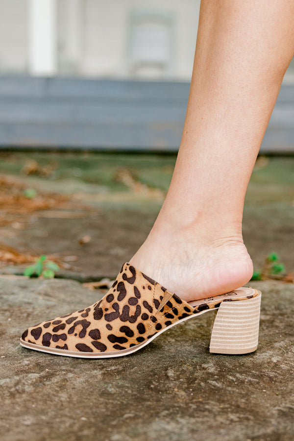 Chic Soul plus size clothing cheetah print mules with a neutral heel on the end 
