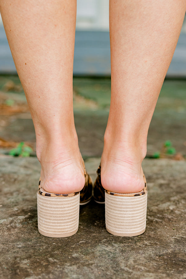 Chic Soul plus size clothing cheetah print mules with a neutral heel on the end 