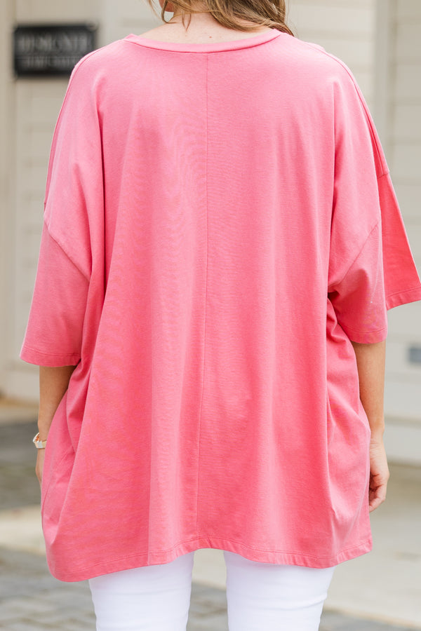 Chic Soul plus size clothing, short sleeve desert rose boyfriend tee with 