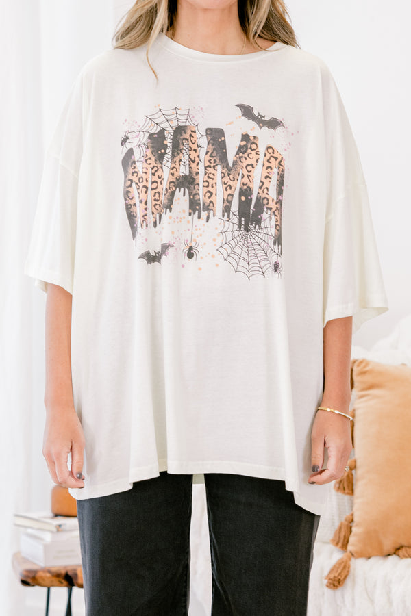 Chic Soul plus size clothing, Ivory boyfriend half sleeve tee with 