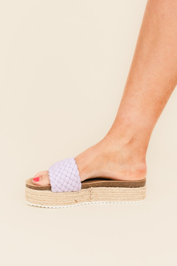 Chic Soul plus size clothing, purple woven patterned platform sandals