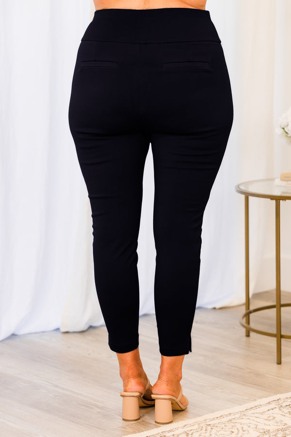 Chic Soul plus size clothing, black slim cropped high-waisted pants