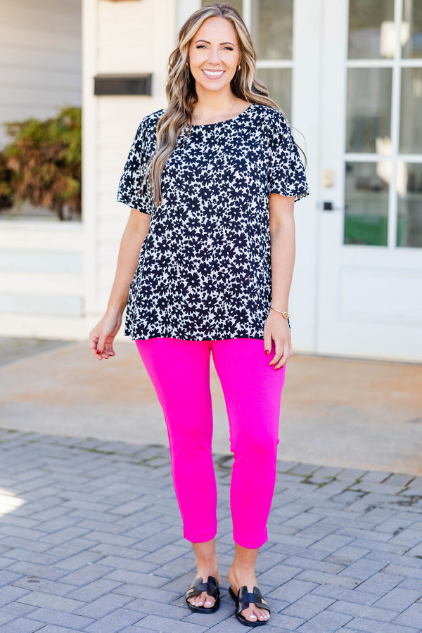 Chic Soul plus size clothing, hot pink ankle length pant