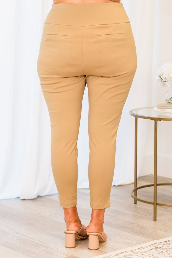 Chic Soul plus size clothing, khaki work pants with elastic waistband