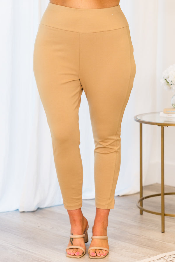Chic Soul plus size clothing, khaki work pants with elastic waistband