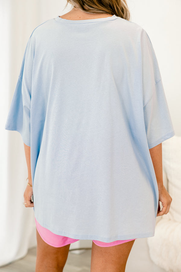 Summer of Stripes Boyfriend Tee, Ash Blue