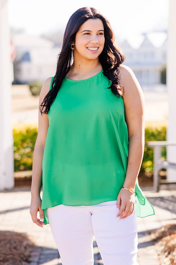 Chic Soul plus size clothing, emerald green sleeveless flowy tank top