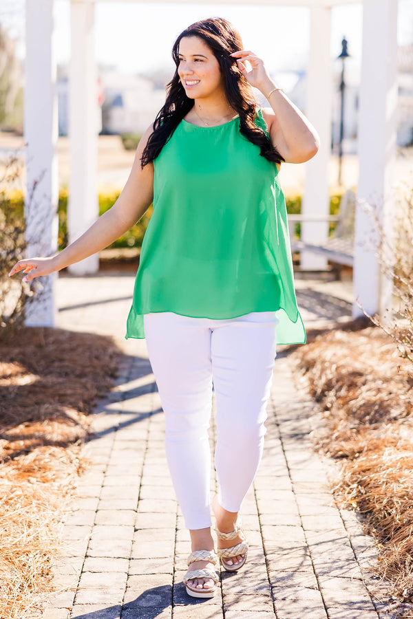 Chic Soul plus size clothing, emerald green sleeveless flowy tank top