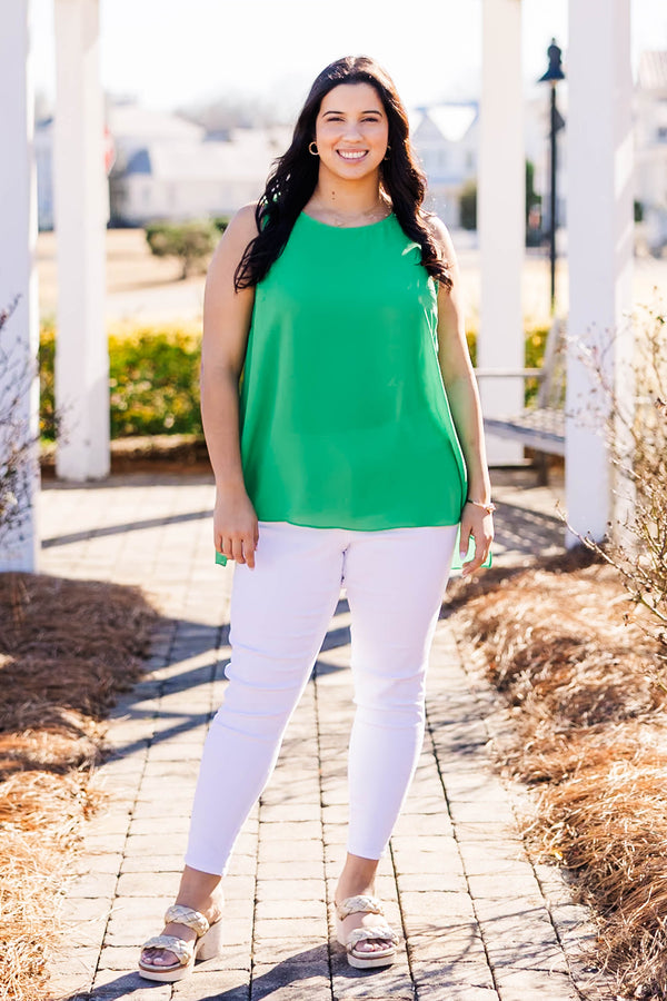 Chic Soul plus size clothing, emerald green sleeveless flowy tank top