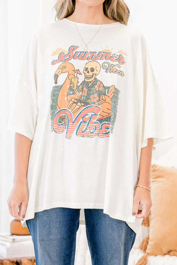 Chic Soul plus size clothing, ivory short sleeve graphic tee with the saying 