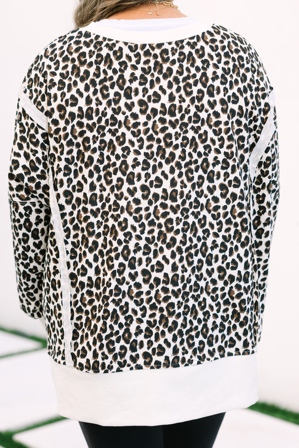 Chic Soul plus size clothing, white and black long sleeve crewneck oversized pullover