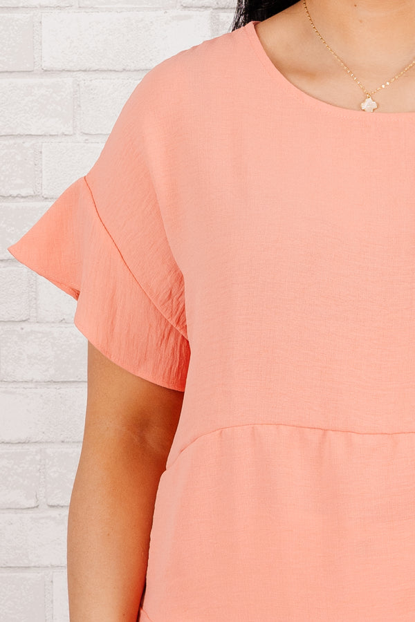 Chic Soul plus size clothing, coral flowy short sleeve top