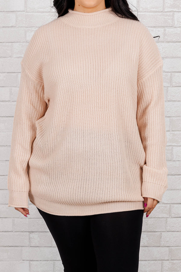 Chic Soul plus size clothing, pale pink knitted sweater