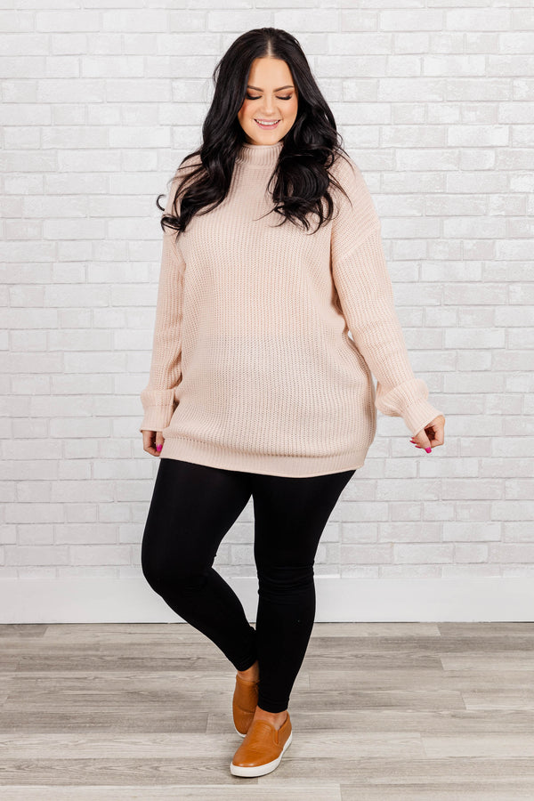 Chic Soul plus size clothing, pale pink knitted sweater