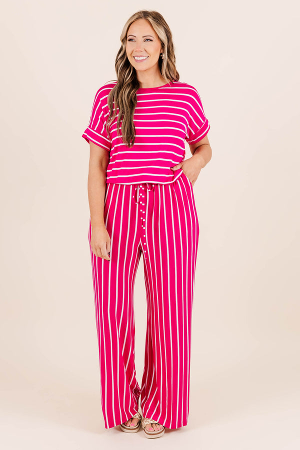 Chic Soul plus size clothing, wine-ivory striped jumpsuit with tie at waist and short sleeves