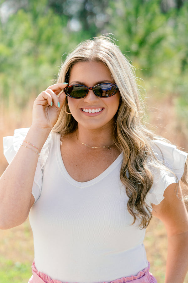 Chic Soul plus size clothing, brown tortoise small oval sunglasses