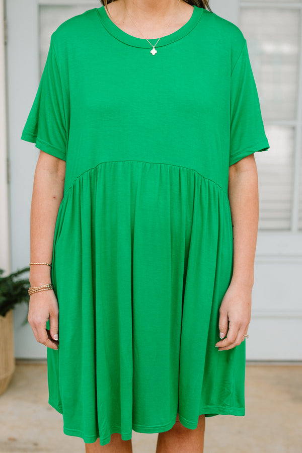 dress, emerald, babydoll dress, flowy, comfy, short sleeve