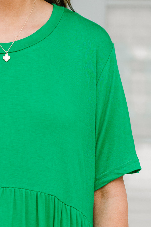 dress, emerald, babydoll dress, flowy, comfy, short sleeve