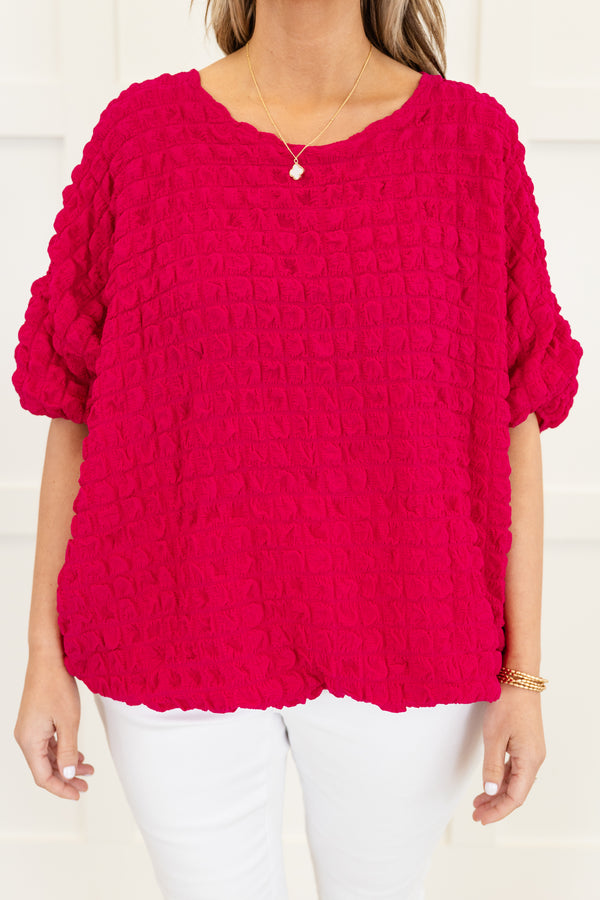 Chic Soul plus size clothing, pink stretchy short sleeve top