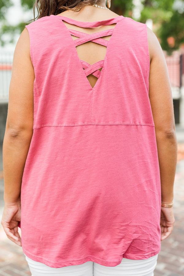 Chic Soul plus size clothing, berry colored casual tank with a slight v-neckline 