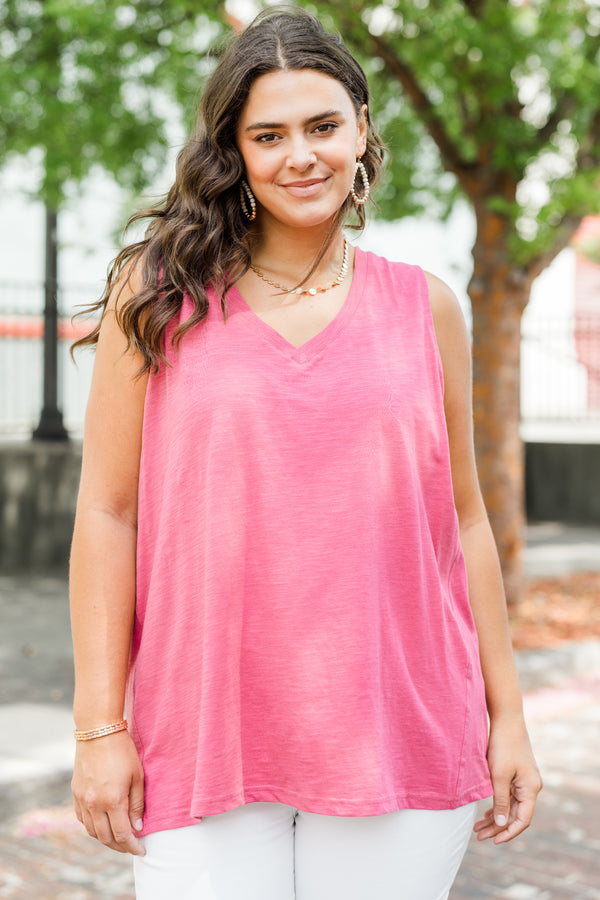 Chic Soul plus size clothing, berry colored casual tank with a slight v-neckline 