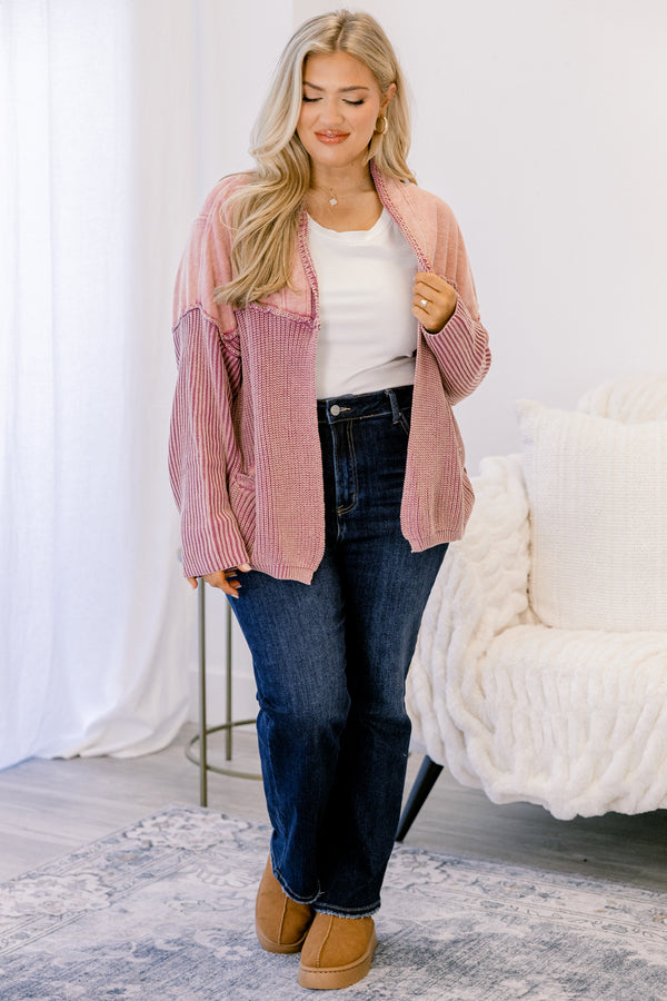 Chic Soul plus size clothing, light berry purple kit textured cardigan