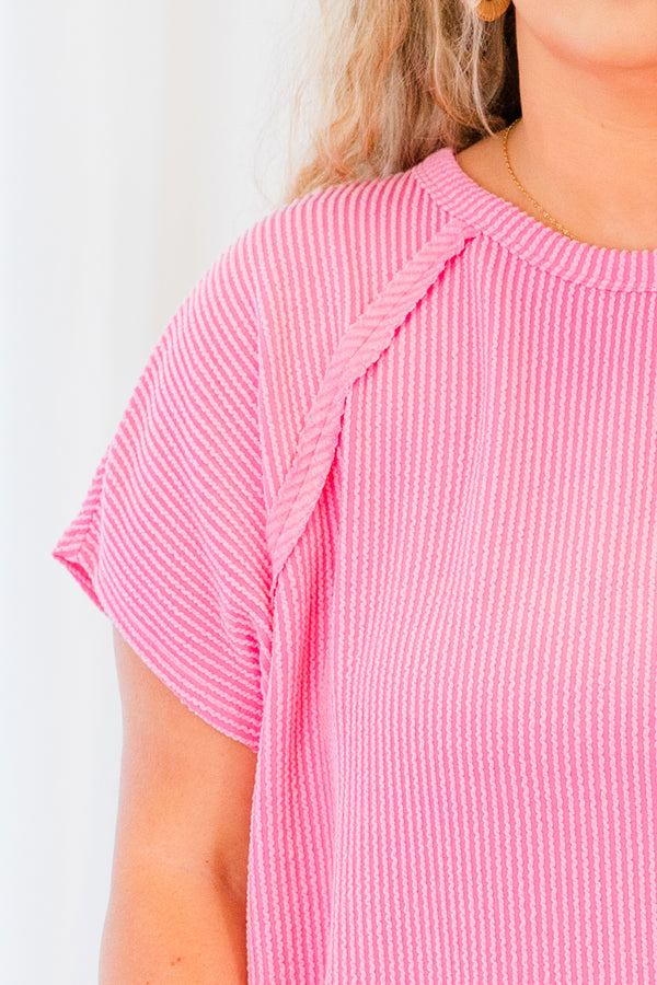  Chic Soul plus size clothing, short-sleeve coral top with ribbed material 