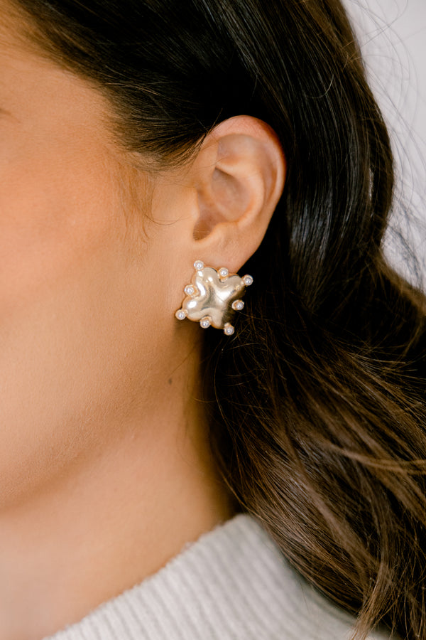 Chic Soul plus size clothing, gold stud statement earrings 